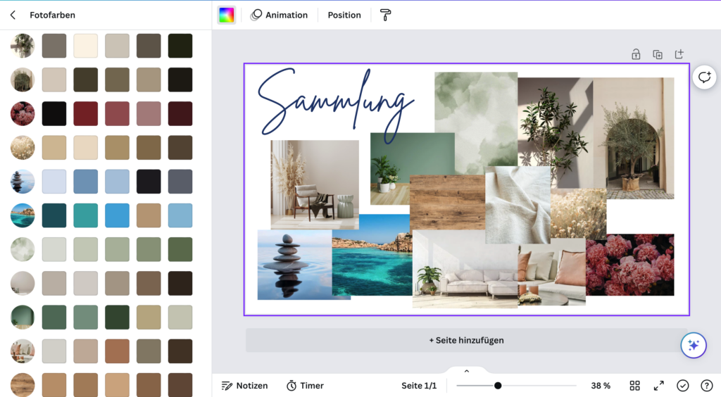 Moodboard erstellen Farbpalette Canva